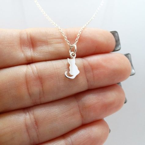 Cat Charm Necklace, Cat Necklace Silver, Sterling Silver Cat, Silver Jewelry Necklace, Silver Cat, Cat Charm, Silver Jewels, Cat Jewelry, Cat Necklace