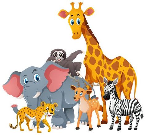 Wild Illustration, Group Illustration, Wild Animals Vector, Safari Kids, Animal Caricature, Puppy Portraits, Cartoon Crazy, Wild Animals Pictures, Silhouette Clip Art