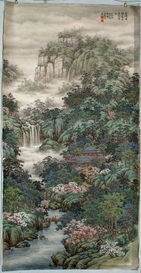 ChunWanLyuYeXiuYanGaoBaiYunTun by liuyong.deviantart.com on @deviantART Chinese Landscape Art, Ae Aesthetic, Chinese Painting Traditional, Ancient Chinese Art Painting, Chinese Mountains Painting, Chinese River Painting, Traditional Chinese Painting Landscapes, Lucky Symbols, Chinese Landscape Painting