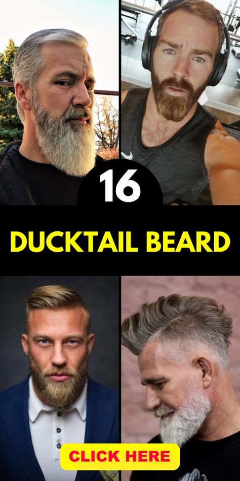 Beard Hairstyles For Men, Pointed Beard Styles, Long Ducktail Beard, Faded Ducktail Beard, Long Beards Styles, Men’s Hairstyles With Beards, Tapered Beard Styles, Short Ducktail Beard, Long Beard Styles For Men Shape