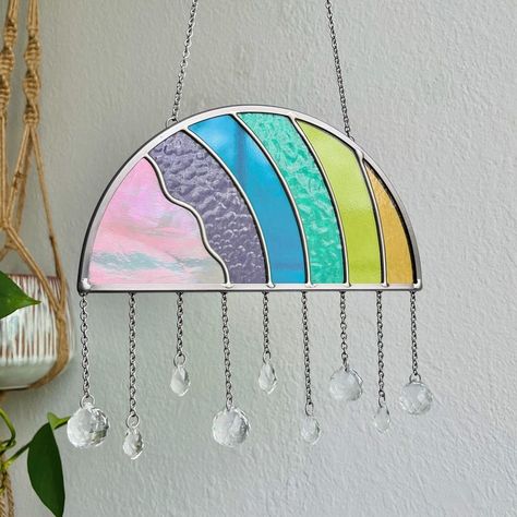 50 new things just hit our sh0p! 🌈🌤️☁️ You read that right. This is our biggest drop EVER and our second to last drop of the year.… | Instagram Cute Stained Glass Ideas, 70’s Decor, Diy Baby Room Decor, Rainbow Room, Blood Sweat And Tears, Rainbow Glass, Retro Interior, Stained Glass Crafts, Glass Designs