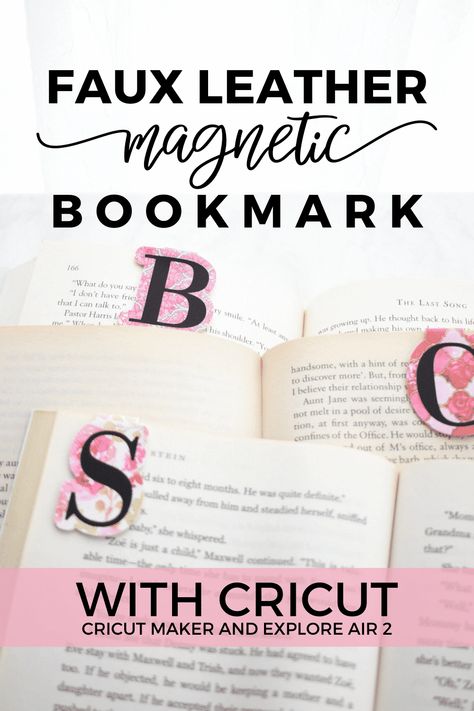 Learn how to make a DIY magnetic faux leather bookmark with Cricut to use as the perfect gift for the avid reader or your child's teacher. Faux Leather Bookmark, Faux Earrings, Magnetic Book, Leather Bookmarks, Cricut Explore Air Projects, Cricut Inspiration, Cricut Supplies, Bookmark Ideas, Diy Leather Projects