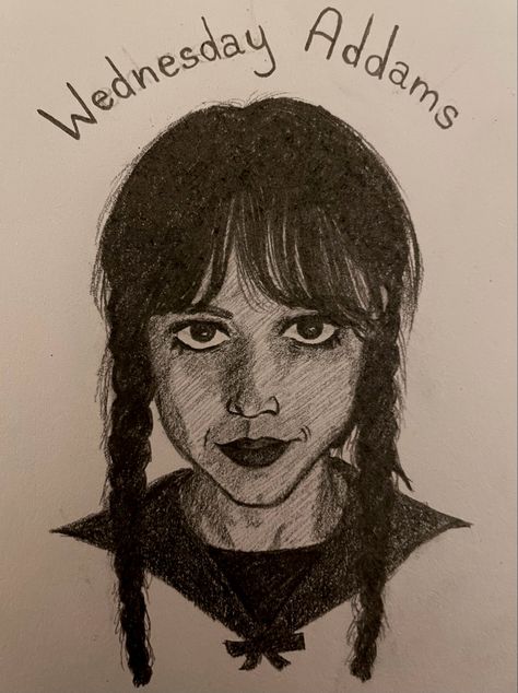 From the “Wednesday” series Wednesday Easy Sketch, Easy Wednesday Drawing, Wednesday Addams Sketch Jenna Ortega, Wensday Sketch, Wednesday Addams Drawing Pencil, Wednesday Addams Drawing Easy, Wednesday Drawing Easy, Wednesday Art Drawing, Wednesday Addams Sketch