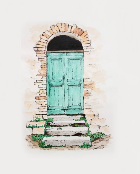 Door sketch #sketch #watercolor #painting #art #draw Door Sketch, Sketch Watercolor, Urban Sketch, Diy Art Painting, Painting Art, The Door, Diy Art, Watercolor Painting, Art Painting