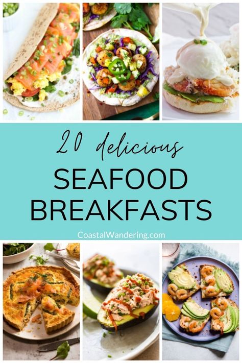 Shrimp Breakfast Ideas, Breakfast Shrimp Ideas, Crab Breakfast Recipes, Seafood Breakfast Recipes, Seafood Brunch Ideas, Pescatarian Breakfast Ideas, Coastal Brunch, Fish Breakfast, Seafood Breakfast