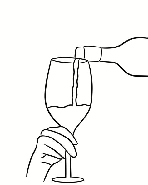 Wine Drawing Sketches, Bottle Of Wine Drawing, Diy Coloring Books, Sports Coloring Pages, Fashion Coloring Book, Laser Removal, Yin Yang Tattoos, Drawing Stencils, Tattoo Fails