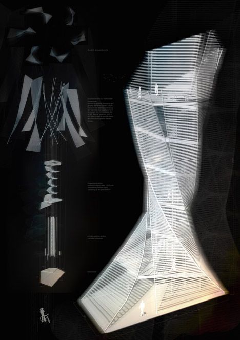 Look-out-tower-b-by-Anton-Pramstrahler_dezeen_3 Sp Studio, Urban Tree, Concept Models Architecture, Lookout Tower, Architectural Competition, Skyscraper Architecture, Tower Design, Concept Diagram, Architecture Magazines