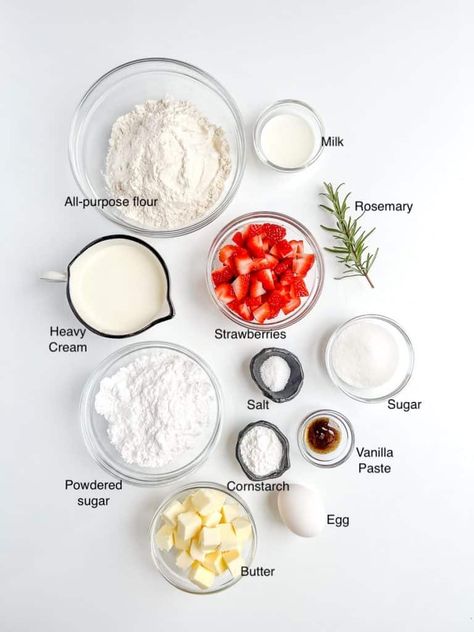 Strawberry Scones with Rosemary - But First We Brunch! Scones Recipe Strawberry, Rosemary Scones, Everyday Breakfast, Strawberry Scones, Danish Dough, Vanilla Glaze, Scone Recipe, Fresh Rosemary, Strawberry Recipes