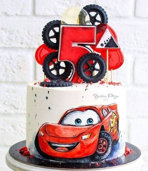 Cars Cake Decoration, Mc Queen Birthday Cake, Cake For 5 Year Boy, Cake For 4 Year Boy, Birthday Cake For 5 Year Boy, Car Cakes For Boys Birthday For Kids, Mcqueen Cake Design, Cars Disney Cake, Cake Mcqueen