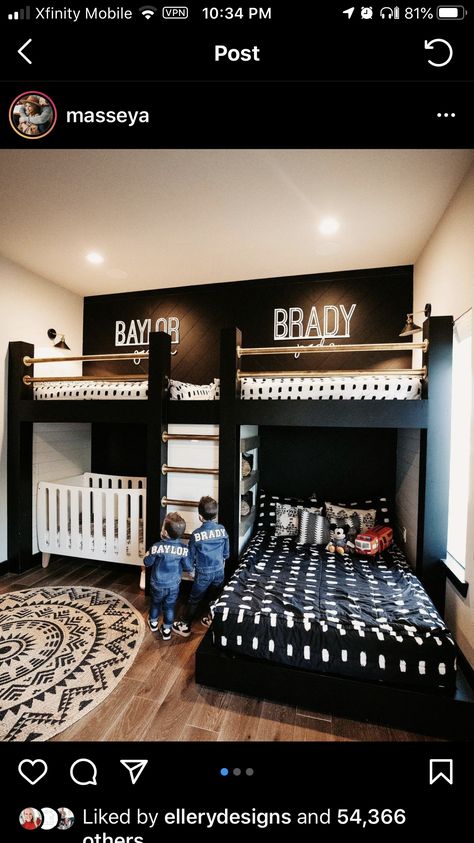 Brothers Bedroom Ideas Kids, Boys Room Ideas Shared, Room Ideas With Bunk Beds, Boys Bedroom Orange, Boys Room Bunk Beds, Hunter Room, Brothers Room, Boy Toddler Bedroom, Boy’s Room