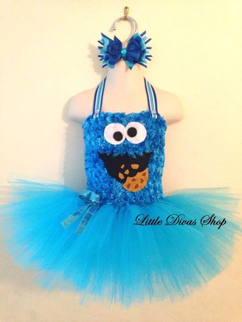 Cookie Monster Tutu Dress Abby Cadabby, Bert & Ernie, Oscar The Grouch, Baby 1st Birthday, Cookie Monster, Tutu Dress, Monster Cookies, Theme Party, Sesame Street