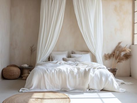 Canopy Bed Curtains Bed Drape Bed Tent Perfect White Linen Drapes Linen Drapery Curtains Boho Curtains Tie Top Linen Curtain - Etsy White Linen Drapes, Curtain Over Bed, Curtains Behind Bed, Curtains Bed, Curtains Boho, Bed Drapes, Drapery Curtains, Canopy Bed Curtains, Canopy Bed Frame