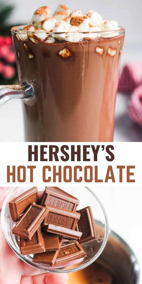 Hershey's Hot Chocolate for One Hersheys Hot Cocoa Recipe, Hershey Hot Cocoa Recipe, Hot Chocolate For One, Candy Bar Recipe, Hot Chocolate Mix Recipe, Cocoa Hot Chocolate, Hot Chocolate Drink, Diy Hot Chocolate, Make Smoothies