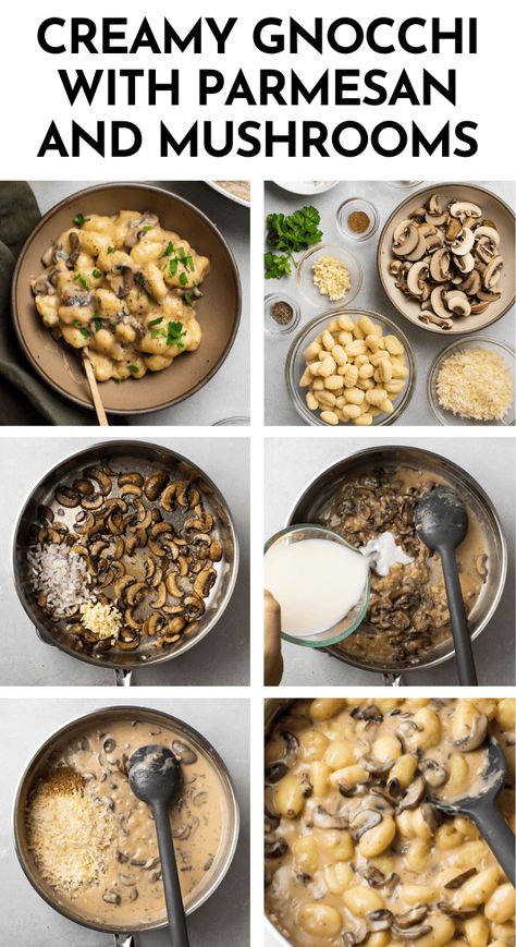 Garlic Mushroom Gnocchi, Creamy Spinach And Mushroom Gnocchi, Gnocchi Recipes Cream Sauce, Store Bought Gnocchi Recipes, Sausage Mushroom Gnocchi, Gnocchi And Mushroom Recipes, Creamy Mushroom Gnocchi Recipes, Gnocchi Mushroom Cream Sauce, Chicken Mushroom Gnocchi