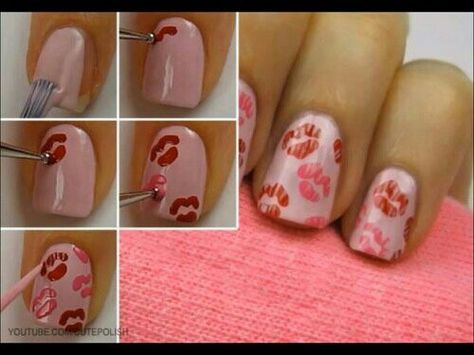 Cute Valentine's Day Nails Lipstick Nails, Valentine Nail Art, Kiss Nails, Diy Nail Designs, Get Nails, I Love Nails, Cute Nail Art, Hot Nails, Fancy Nails