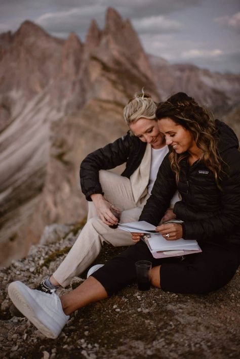 Eloping means that couples can create their own ceremony, including writing their own script for their special day! Wedding Officiant Business, Ceremony Script, Prayer Circle, Read Letters, Wedding Script, Top Of The Mountain, Outdoor Elopement, Two Brides, Intimate Wedding Ceremony