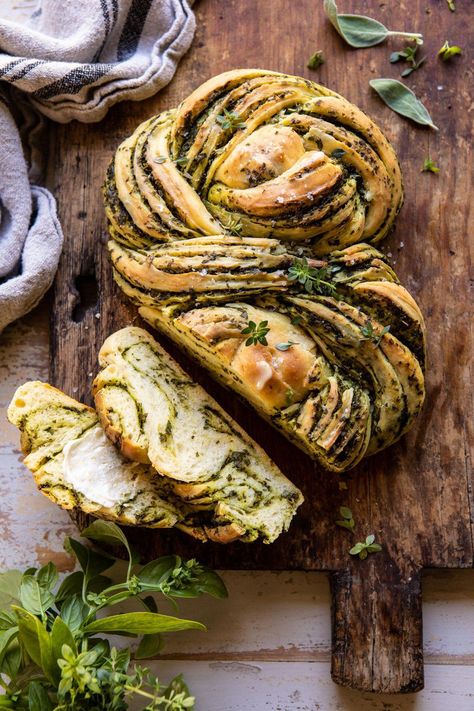 Swirled Garlic Herb Bread | halfbakedharvest.com #garlicbread #herbbread #homemadebread #breadrecipes Garlic Bread Half Baked Harvest, Amazing Bread Recipes, Garlic Swirl Bread, Herb And Garlic Bread Recipe, Half Baked Harvest Bread Recipes, Garlic And Herb Bread Recipes, Bread Recipes Braided, Garlic Braided Bread, Bread Savory Recipes