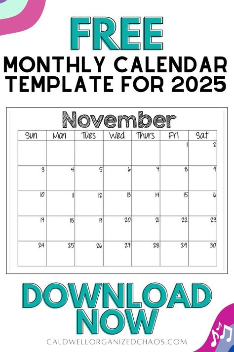 Free Printable Monthly Calendar, Calendar Planning, Free Monthly Calendar, Make Your Own Calendar, Elementary Music Teacher, Planners And Organizers, Monthly Calendar Template, 2025 Calendar, Organized Chaos Monthly Planner Template Pink, Goodnotes Monthly Planner, Pink Monthly Planner, Free Printable Monthly Calendar, Free Printable Monthly Planner, Calendar Planning, Free Monthly Calendar, Free Printable Calendar Templates, Make Your Own Calendar