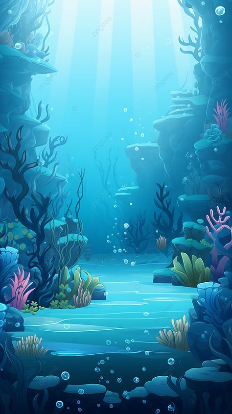 Deep Sea Plant Rock Cartoon Sea Water Advertising Background Deep Sea Wallpaper, Under The Sea Background, Underwater Drawing, Mermaid Background, Underwater Cartoon, Underwater Background, Ocean Drawing, Wallpaper Ocean, Sea Drawing