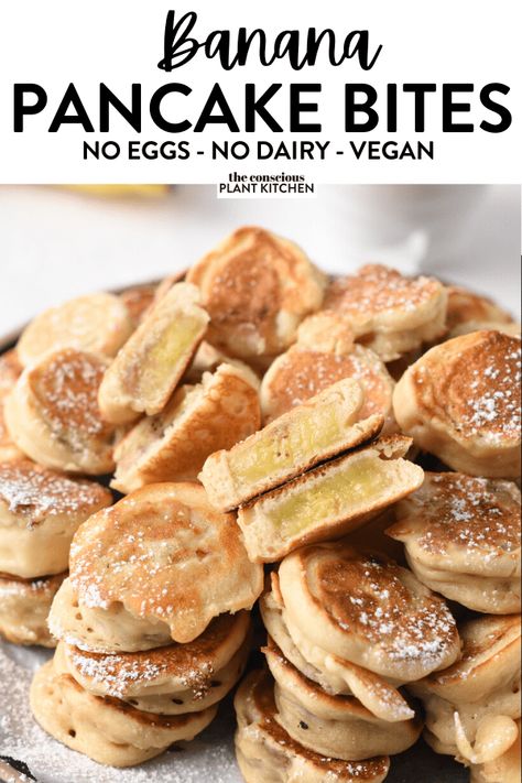 Banana Pancake Bites, Vegan Pancake Mix, Eggless Breakfast, Vegan Banana Pancakes, Vegan Pancake, Easy Banana Pancakes, Vegan Pancake Recipes, Baby Breakfast, Banana Pancake