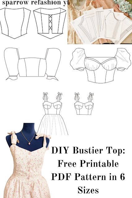 Sparrow Refashion ,Sewing , Thrift flip and refashion Blog o przeróbkach i szyciu ubrań diy Free Corset Pattern, Diy Bustier, Sparrow Refashion, Top Pattern Sewing, Bustier Pattern, Vintage Dress Sewing Patterns, Free Printable Sewing Patterns, Dress Sewing Patterns Free, Sewing Patterns Free Women