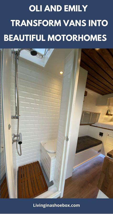 This Mercedes Sprinter campervan conversion boasts a shower room,behind the driver’s seat, which provides 1m of space for a shower and composting-style toilet. Camper Van Toilet Shower Combo, Caravan Toilet Shower Combo, Rv Shower Toilet Combo, Toilet Shower Combo Camper, Van Toilet Shower Combo, Vans With Showers, Camper Van With Shower And Toilet, Sprinter Van Conversion With Bathroom, Campervan Shower Room