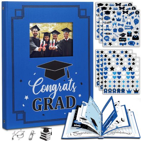 PRICES MAY VARY. Package Includes: you will get 1 graduation scrapbook album in 15 designs for the inner pages, 6 sheets of stickers in 2 different styles; Our graduation photo album kit will document your unforgettable journey, providing a shelter for your cherished memories Graduation Themed Design: the class of 2024 graduation photo album kit is based on blue and black color, and full of classic graduation elements, such as balloon, banner, graduation caps, "Congrats Grad" "We Did It" "Happy Graduation Words, Graduation Album, Graduation Scrapbook, Banner Graduation, Diy Scrapbook Album, Picture Album, Graduation Stickers, Card Making Templates, High School Graduation Gifts