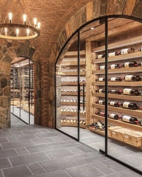 Wine Room Flooring, Aesthetic Wine Cellar, Industrial Wine Cellar, Home Tasting Room, Stone Wine Room, Farmhouse Wine Cellar, Wine Room Aesthetic, French Wine Cellar, Winery Interior Design Tasting Room