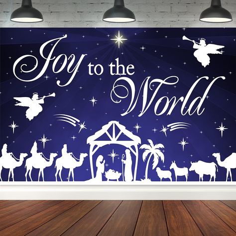 Amazon.com: 5x3ft Nativity of Jesus Joy of The World Christmas Backdrop Angels Manger Scene Background Christian Photo Booth Studio Prop Religious Bethlehem Star Night Holy Family Nativity Scene Decoration : Electronics Christmas Stage Design Church Simple, Nativity Props, Christmas Board Decoration, Christmas Stage Decorations, Background Christian, Christmas Stage Design, Christmas Photo Booth Backdrop, Bethlehem Star, Nativity Of Jesus