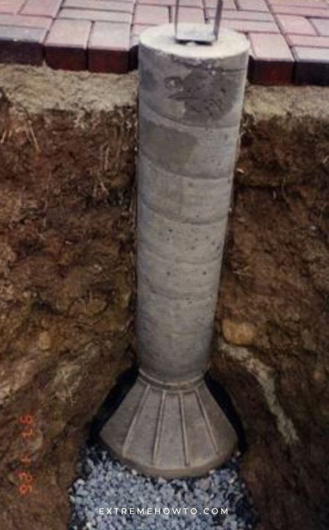 If you're looking for a great home improvement DIY project, installing concrete pier footings is a great place to start. With the right building tips and techniques, you'll be able to securely  install your footings in no time! We have compiled some of the best advice for success, such as preparing the footings correctly, using quality materials, and following safety guidelines. Learn more home maintenance techniques, home improvement projects, and handyman projects at extremehowto.com! How To Lay Concrete, Deck Footings, Home Improvement Diy, Mobile Home Renovations, Concrete Posts, Concrete Footings, Renovation Tips, Handyman Projects, Home Remodeling Diy