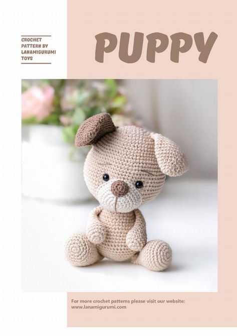 puppy dog crochet pattern Small Dog Amigurumi Free Pattern, Amigurumi Puppy Free Pattern, Puppy Amigurumi Free Pattern, Dog Amigurumi Free Pattern, Dog Crochet Pattern, Amigurumi Dog, Crochet Boho Bag, Dog Crochet, Crochet Bear Patterns