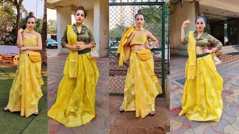 Check this full Detailed Video on YouTube Saree Draping for Wedding Haldi Outfit Ideas Haldi Ceremony Outfit Saree, Wedding Haldi Outfit, Winter Saree, Haldi Outfit Ideas, Haldi Ideas, Haldi Saree, Drape Ideas, Haldi Look, Ceremony Outfit