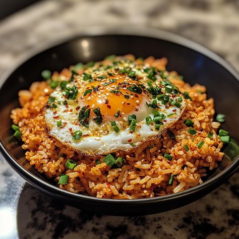 🍚🔥 Add a kick to your meal with our Spicy Kimchi Fried Rice! A delicious fusion of flavors! 🌶️✨ #KoreanCuisine Spicy Kimchi Fried Rice Ingredients: Cooked rice (2 cups, preferably day-old) Kimchi, chopped (1 cup) Gochujang (Korean chili paste) (1 tbsp) Soy sauce (2 tbsp) Sesame oil (1 tbsp) Garlic, minced (2 cloves) Green onions, chopped (2 tbsp) Fried egg (optional, for topping) Instructions: Heat sesame oil in a pan. Sauté garlic until fragrant. Add kimchi and gochujang, cook for 2-3 mi... Korean Chili Paste, Korean Picture, Kimchi Fried Rice, Rice Ingredients, Trending Recipes, Fried Egg, Kimchi, Fried Rice, Tasty Dishes