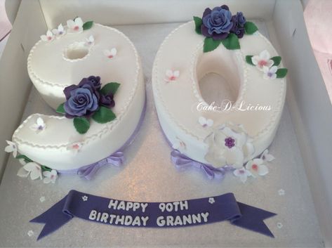 90th Number Birthday Cake - Cake by Cake-D-Licious Birthday Cake For Mum, 90th Birthday Party Decorations, Mary Cake, Brunch Party Decorations, Number Birthday Cakes, 90th Birthday Cakes, 80 Birthday Cake, 90th Birthday Parties, 50th Cake