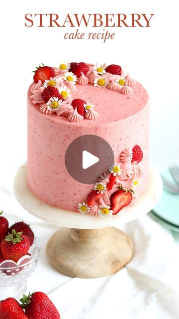 Whitney DePaoli | Sugar & Sparrow on Instagram: "STRAWBERRY CAKE RECIPE 🍓🍰 it’s officially strawberry season and if this isn’t already on your list of cakes to bake, ADD IT ♥️ it’s super soft, extra moist, and the flavor is incredible between the reduced puree in the cake batter + strawberry buttercream. I use freeze-dried berries in the frosting, but I do have a fresh strawberry buttercream recipe that works just as well. ⁣
⁣
🍓The full recipe is linked in my bio + on my blog at sugarandsparrow.com/strawberry-cake-recipe⁣⁣
⁣
The layer cake version is so fun to decorate with pretty piping and chamomile flowers but I have a strawberry sheet cake variation that’s even EASIER to decorate (and just as tasty!)🙌🏼⁣ stay tuned! ⁣
⁣⁣
#strawberrycake #strawberry #pinkcake #strawberrybuttercream Strawberry Sheet Cake, Strawberry Sheet Cakes, Strawberry Layer Cakes, Strawberry Cake Recipe, Fresh Strawberry Cake, Cakes To Bake, Cream Room, Strawberry Season, Strawberry Cake Recipes