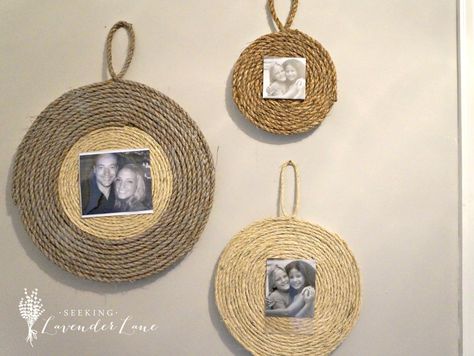 Diy Rope Design, Twine Crafts, Rope Projects, Rope Frame, Rustic Chic Decor, Rope Diy, Jute Crafts, Rope Crafts Diy, Rope Wrapped