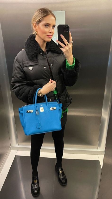 Ciara Ferragni, Hermes Celebrities, Hermes Birkin Colours, Hermes Wishlist, Hermes Shirt, Chiara Ferragni Style, Prada Loafers, Mommy Outfits, 30 Outfits