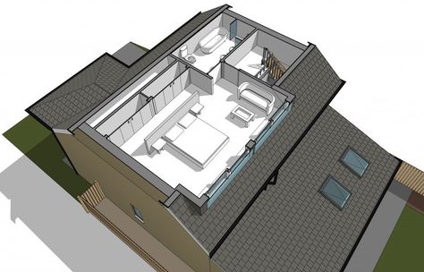 Loft Conversion Ideas Layout, Loft Conversion Layout, Loft Conversion Plans, Loft Conversion Ideas, House Garden Ideas, Single Storey Extension, Attic Bedroom Designs, Loft Conversions, Extension Designs