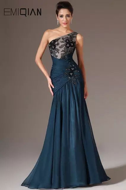 Online Shop Dark Blue Chiffon Evening Gowns,One Shoulder Mermaid Evening Dresses,Black Lace Applique Long Formal Evening Party Gowns | Aliexpress Mobile Teal Floor, Mermaid Evening Gown, Mother Of Groom Dresses, Chique Outfits, Plus Size Formal, Evening Party Gowns, Chiffon Evening Dresses, Party Gown, Special Dresses