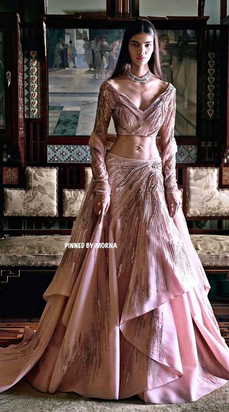 Modern Wedding Lehenga, Gazal Gupta Lehenga, Gaurav Gupta Lehenga, Unique Lehenga, Skirt Shapes, Engagement Gowns, Gaurav Gupta, Bridal Lehenga Designs, Blouse Ideas