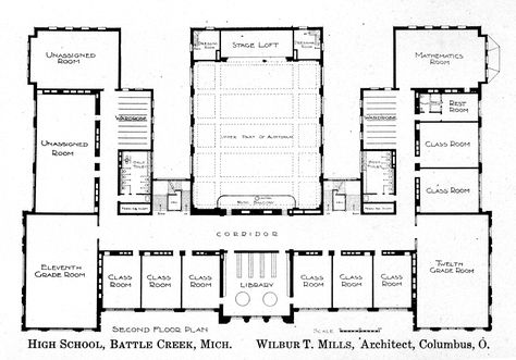 Elementary School Floor Plan, High School Floor Plans Layout, School Blueprints, High School Floor Plan, Library Floor Plan, School Building Plans, School Floor Plan, Public Library Design, High School Plan