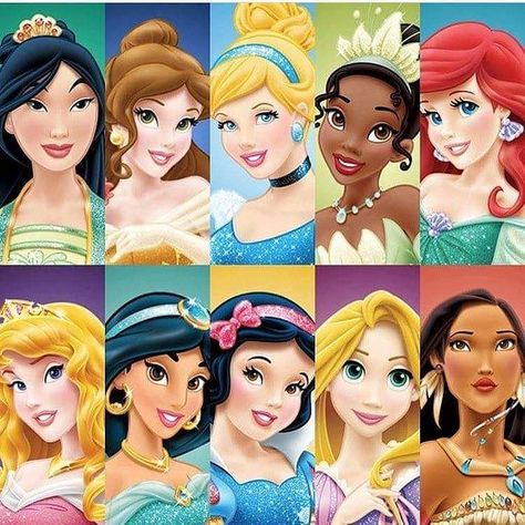 Tell me who's your FAVORITE Disney Princess?? Mine is Belle.  I adore her. Princess Collage, Disney Princess Background, Disney Princess Names, Cinderella Cartoon, Anastacia Disney, Character Collage, Sewing Photography, The Disney Princesses, Princesas Disney Anime