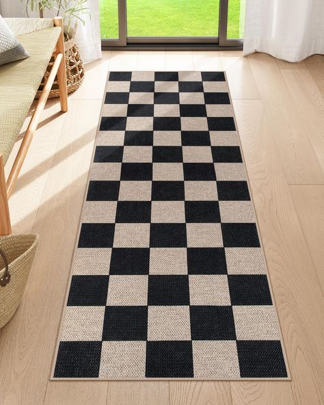 PRICES MAY VARY. Neutral Easy Jute Rug: Get a magic of a long lasting rug in the look of natural jute with our Easy Jute rugs. (Not actually made from jute) Made of safe polyester that is not easy to crack, without scratching, shedding, or fraying with time Modern Checkered Rug: Showcasing checkerboard in black and natural colors, purposely distressed and faded geometric checkerboard design, it makes a great option for anchoring modern farmhouse aesthetics Non Slip and Safe Rug: Designed with TP Checkard Rug, Front Door Runner Rug, Boho Kitchen Rugs, Checkered Home Decor, Entryway Rugs Ideas, Large Kitchen Rugs, Indoor Outdoor Living Room, Jute Runner Rug, Rug For Entryway