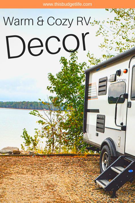 Here are 5 RV decorating ideas to help you add some warm and cozy to your small space camper! These RV decor ideas and hacks are easy to implement and super budget friendly. RV living decor is a must have to make sure you and your family make yourselves right at home even on the road! #rvliving #rvdecor #smallcamperhack #camperinterior How To Decorate A Camper, Trailer Outdoor Decor, Rustic Rv Decorating Ideas, Outdoor Rv Patio Ideas, Rv Decorating Ideas Bedroom, Travel Trailer Decorating Ideas, Ideas For Rv Living, Motorhome Interior Ideas, Rv Living Decor