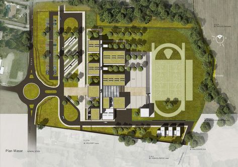 Gallery - Public Middle School Of Labarthe-Sur-Lèze / LCR Architectes - 27 School Building Plans, Complex Architecture, Site Plan Design, Abandoned School, School Building Design, School Site, Campus Design, Commercial And Office Architecture, Urban Design Plan