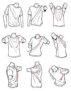 Oversized T Shirt Reference Drawing, Folds Reference Clothing, Tucked In Shirt Reference, Manga Clothes Drawing, Drawing Men Clothes, Torn Clothes Drawing Reference, T Shirt Drawing Reference, Shirt Wrinkles Reference, Oversized Shirt Drawing