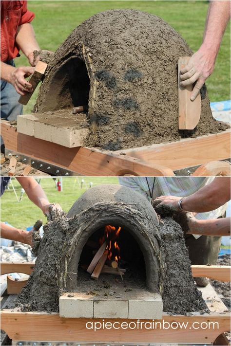 Great DIY wood fired outdoor pizza oven with simple low cost materials! Step by step cob / earth oven building tutorial, a free ebook, & helpful resources! - A Piece of Rainbow #diy #pizzaoven #outdoorcooking #backyard  #homestead #homesteading #urbangardening #outdoorprojects #bbq , diy, pizza oven, outdoor cooking, backyard, homestead, homesteading, outdoor kitchen, outdoor projects, bbq Earth Oven, Pizza Oven Outdoor Diy, Oven Diy, Diy Pizza Oven, Diy Pizza, Rainbow Diy, Kitchen Design Diy, Outdoor Oven, Outdoor Pizza Oven