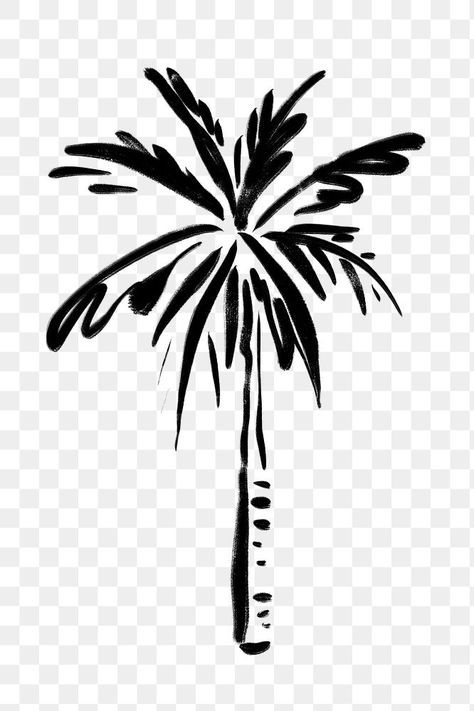 Palm Art Drawing, Drawings Of Palm Trees, Palm Tree Illustration Design, Coconut Outline, Palms Drawing, Palm Tree Doodle, Palm Sticker, Palm Tree Line Art, Palm Sketch