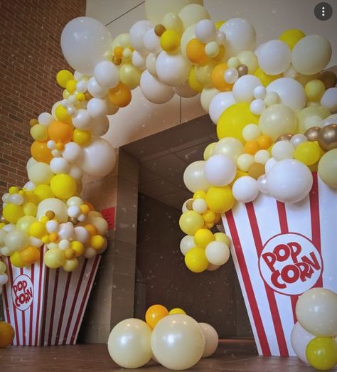 Carnival Entrance Decor, Carnival Entrance, Popcorn Balloon, Hoco Decor, Carnival Birthday Theme, Balloon Archway, Hoco Dance, Homecoming 2023, Popcorn Decorations