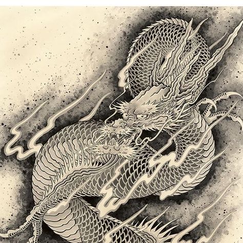 Samuel Adam on Instagram: "Tatsu, 110x60cm Thales on arches paper Now available in different sizes @kintaro_publishing  Thanks @kintaro_publishing  • • • • • • • #japanesetattooing #japanesetattoo #japanesedragon #tatsu #inkonpaper #japanespainting #japaneseart #paperworkers" Tatsu Dragon, Dragon Tattoo Full Back, Japanese Reference, Dragon Reference, Asian Dragons, Japanese Dragons, Asian Dragon, Japanese Dragon, Arches Paper